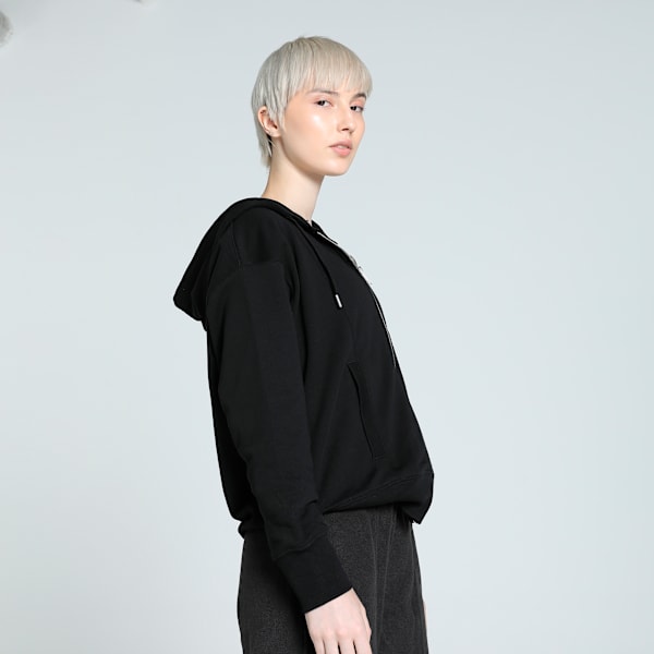 HER Women's Full-Zip Relaxed Fit Hoodie, PUMA Black, extralarge-IND