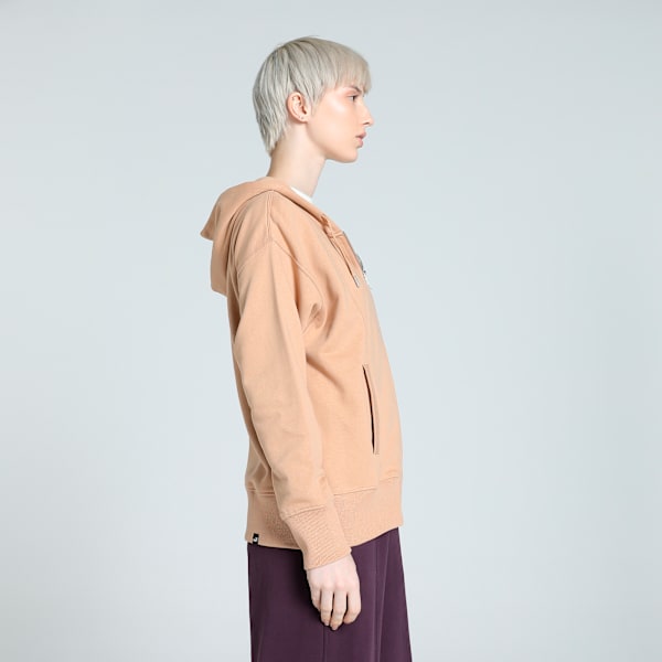 HER Women's Full-Zip Relaxed Fit Hoodie, Dusty Tan, extralarge-IND