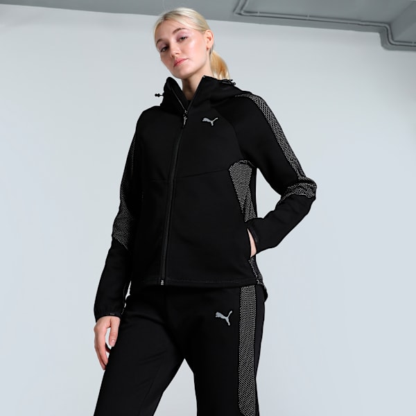 EVOSTRIPE Full-Zip Women's Hoodie, PUMA Black, extralarge-IND