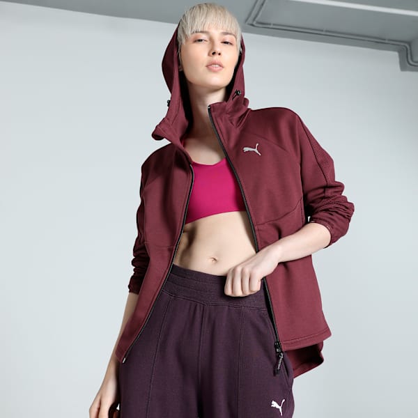 EVOSTRIPE Full-Zip Women's Hoodie, Dark Jasper, extralarge-IND