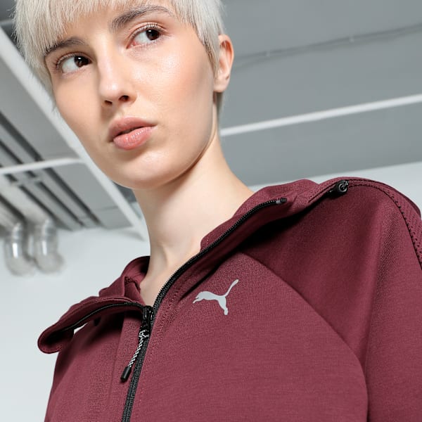 EVOSTRIPE Full-Zip Women's Hoodie, Dark Jasper, extralarge-IND