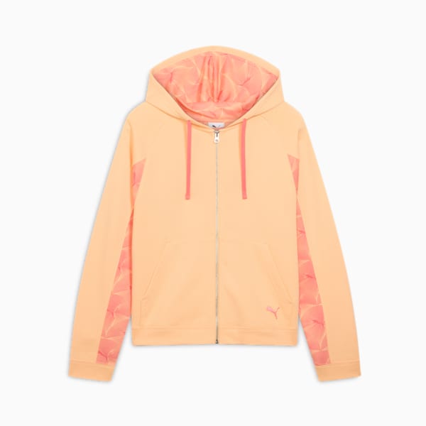 ESSENTIALS GRAPHIC Women's Full-Zip Hoodie, Almost Apricot-AOP, extralarge