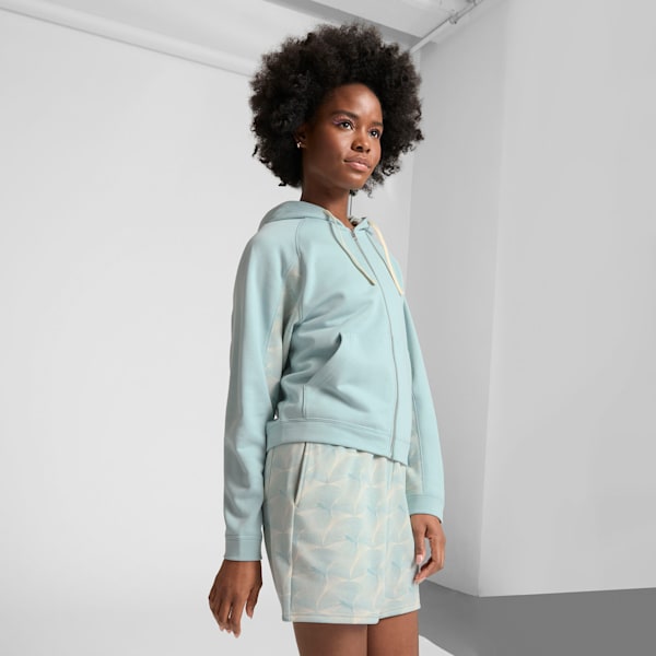 ESSENTIALS GRAPHIC Women's Full-Zip Hoodie, Modern Mint-AOP, extralarge