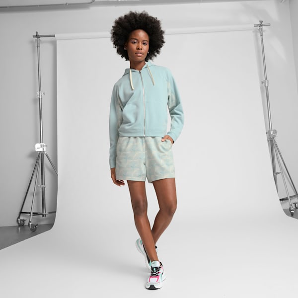 ESSENTIALS GRAPHIC Women's Full-Zip Hoodie, Modern Mint-AOP, extralarge