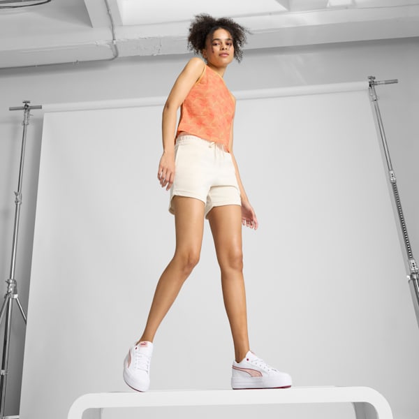 Playera estampada sin mangas para mujer ESSENTIALS GRAPHICS, Peach Frost-AOP, extralarge