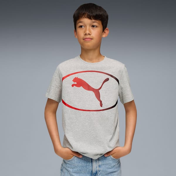 PUMA Sport Graphic Tee Youth, Light Gray Heather, extralarge-GBR