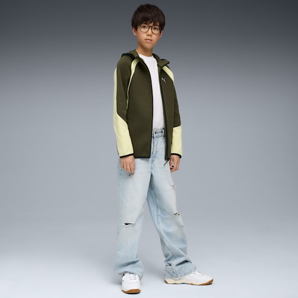 Evostripe Full-Zip Hoodie Youth, Dark Olive, extralarge
