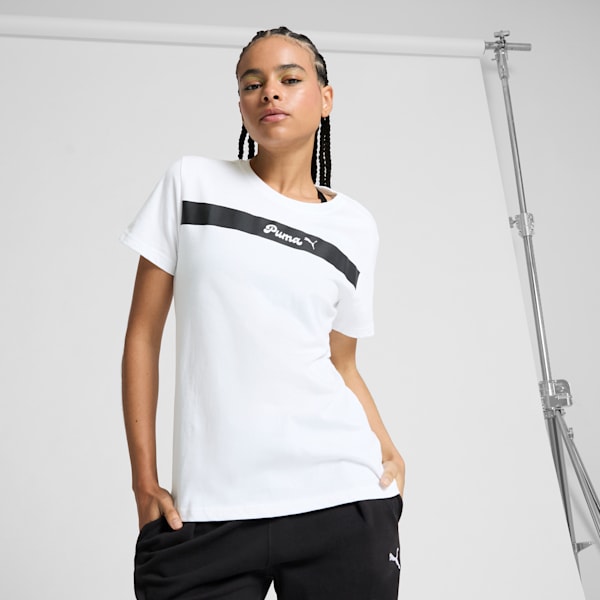 PUMA Upfront Line Women's Tee, PUMA White, extralarge