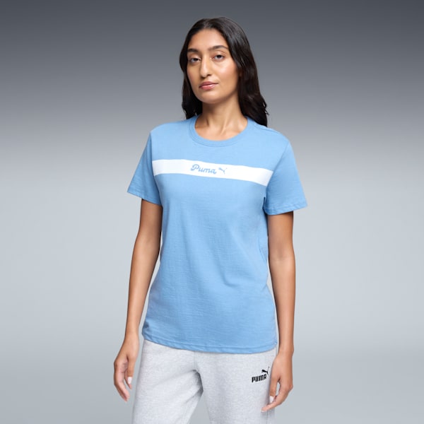 Camiseta PUMA Upfront Line para mujer, Cool Blue, extralarge