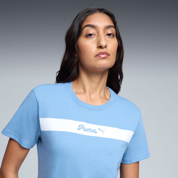 Camiseta PUMA Upfront Line para mujer, Cool Blue, extralarge