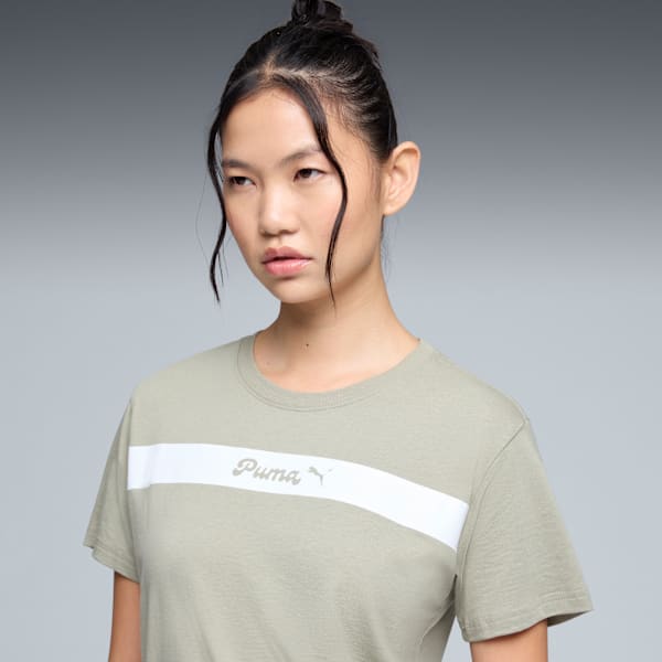 Camiseta PUMA Upfront Line para mujer, Lux Army, extralarge