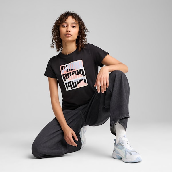 Camiseta GRAPHICS con montaña para mujer, PUMA Black, extralarge