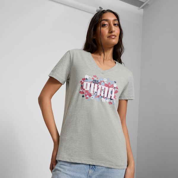 GRAPHICS Floral Women's Tee, Light Gray Heather, extralarge