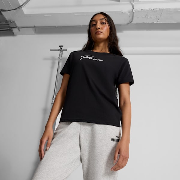 GRAPHICS Script Women's Tee, PUMA Black, extralarge