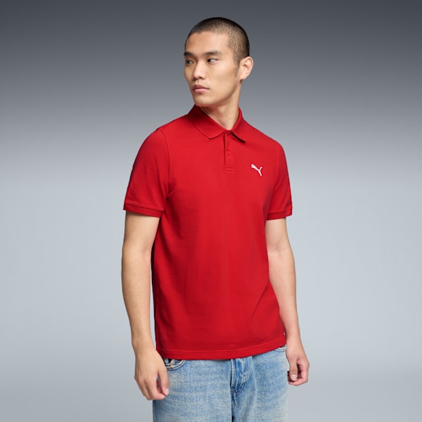 Essentials Small PUMA Logo Pique Polo US Men, For All Time Red, extralarge