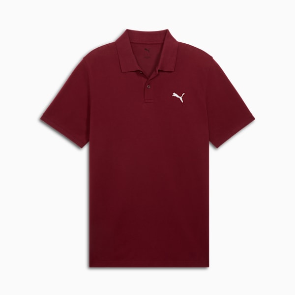 Essentials Small PUMA Logo Pique Polo US Men, Ruby Shimmer, extralarge
