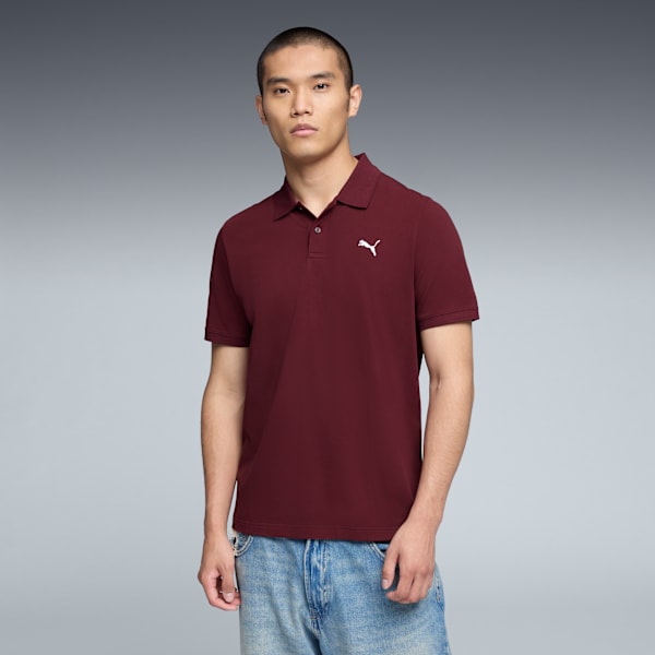 Polo piqué US Essentials Small PUMA Logo Homme, Ruby Shimmer, extralarge