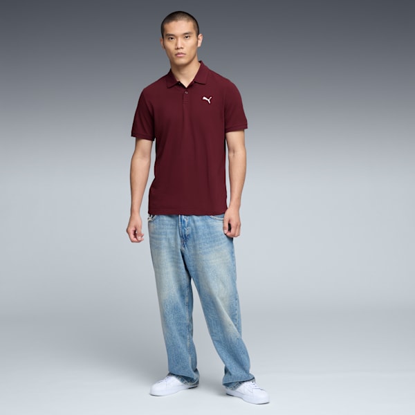 Polo piqué US Essentials Small PUMA Logo Homme, Ruby Shimmer, extralarge