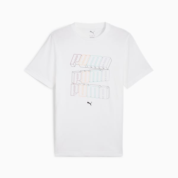 Camiseta con logotipo de ESS apilado para hombre, PUMA White, extralarge