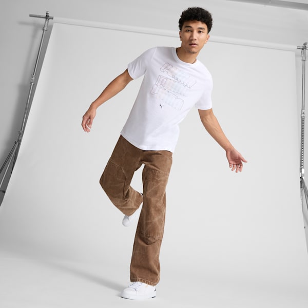 Camiseta con logotipo de ESS apilado para hombre, PUMA White, extralarge