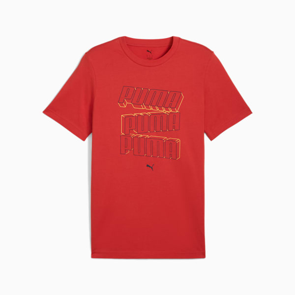 ESS Stacked Logo Men's Tee, Red Fire, extralarge