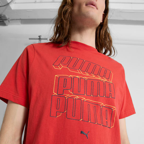 ESS Stacked Logo Men's Tee, Red Fire, extralarge