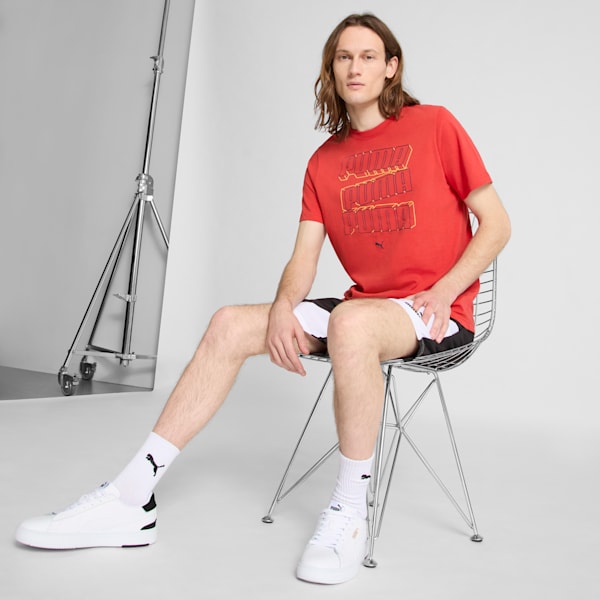 ESS Stacked Logo Men's Tee, Red Fire, extralarge
