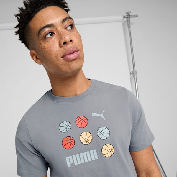Camiseta GRAPHICS con pelota de basquetbol para hombre, Cast Iron, extralarge