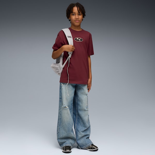 Essentials Logo Lab Relaxed Tee Youth, Ruby Shimmer, extralarge