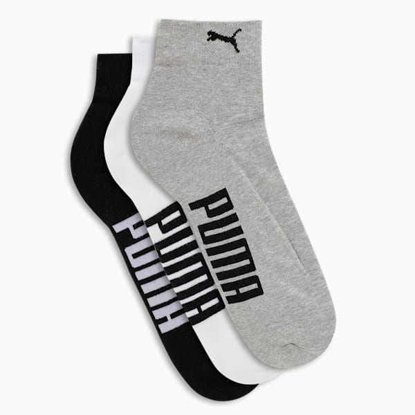 Half Terry Ankle-Length Socks Pack of 3, PUMA White-PUMA Black-Cool Gray 7, extralarge-IND