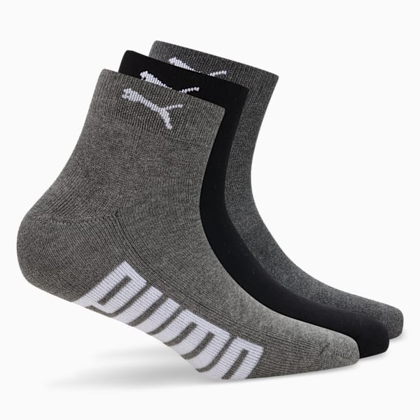Half Terry Ankle-Length Socks Pack of 3, PUMA Black-Charcoal Gray-Dark Gray Heather, extralarge-IND