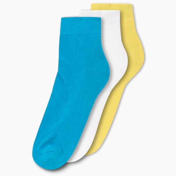 Half Terry Ankle-Length Socks Pack of 3, Celandine-PUMA White-Nrgy Blue, extralarge-IND