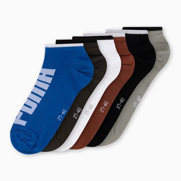 Sneaker Socks Pack of 6, Glacial Gray-Chocolate-PUMA White, extralarge-IND
