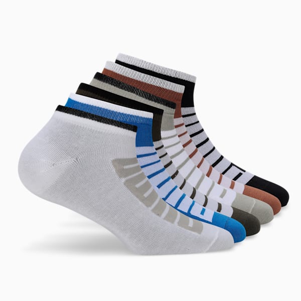 Sneaker Socks Pack of 6, Glacial Gray-Chocolate-PUMA White, extralarge-IND