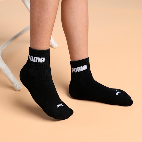 Sport Quarter Kid's Socks Pack of 3, PUMA Black-PUMA Black-PUMA Black, extralarge-IND