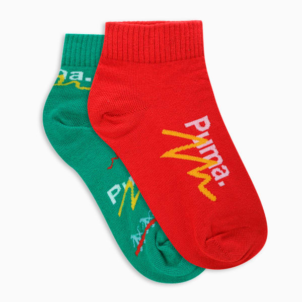 Maximalist Youth Quarter Socks Pack of 2, For All Time Red-Archive Green, extralarge-IND