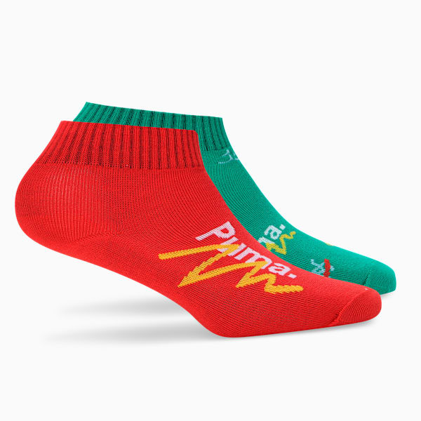 Maximalist Youth Quarter Socks Pack of 2, For All Time Red-Archive Green, extralarge-IND