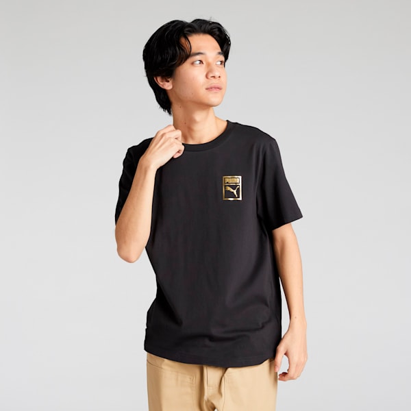 メンズ ESS メタリック ロゴ 半袖 Tシャツ, PUMA Black, extralarge-JPN