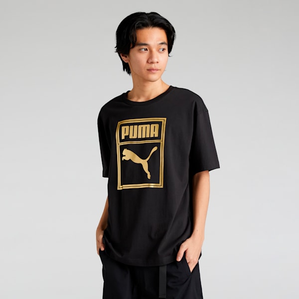 メンズ ESS メタリック グラフィック 半袖 Tシャツ, PUMA Black, extralarge-JPN