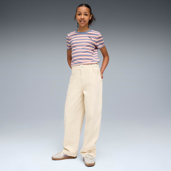 WARDROBE ESS Striped Tee Youth, Cool Blue, extralarge