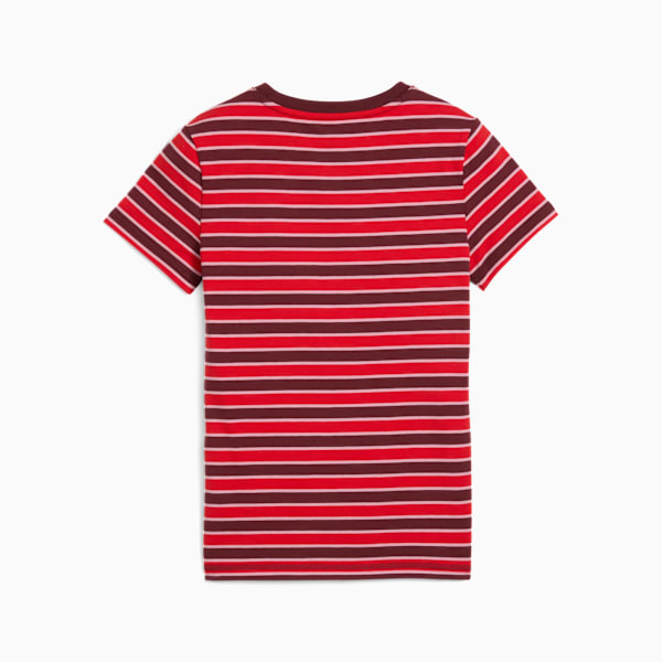 WARDROBE ESS Striped Tee Youth, Ruby Shimmer, extralarge