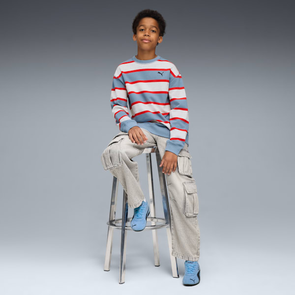 WARDROBE Essentials Relaxed Crew Youth, Cool Blue, extralarge