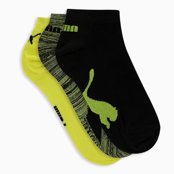 Lifestyle Sneaker Socks Pack of 3, Lime Green-PUMA Black, extralarge-IND