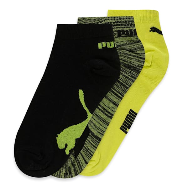 Lifestyle Unisex Sneaker Socks Pack of 3, Lime Green-PUMA Black, extralarge-IND