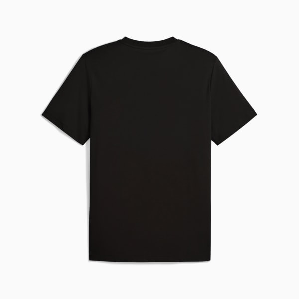 Black PUMA T-shirt for adults with short sleeves and a round neckline.