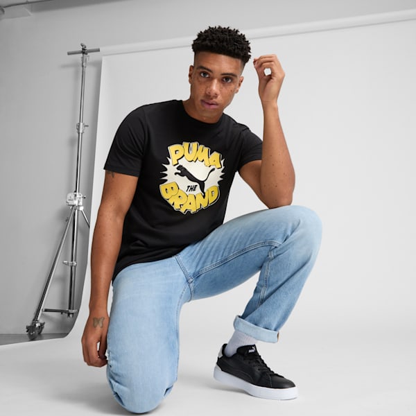Camiseta PUMA The Brand para hombre, PUMA Black, extralarge