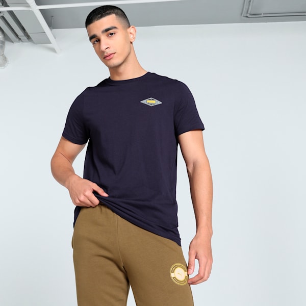 Men's Small Graphic Slim Fit Tee, PUMA Navy, extralarge-IND