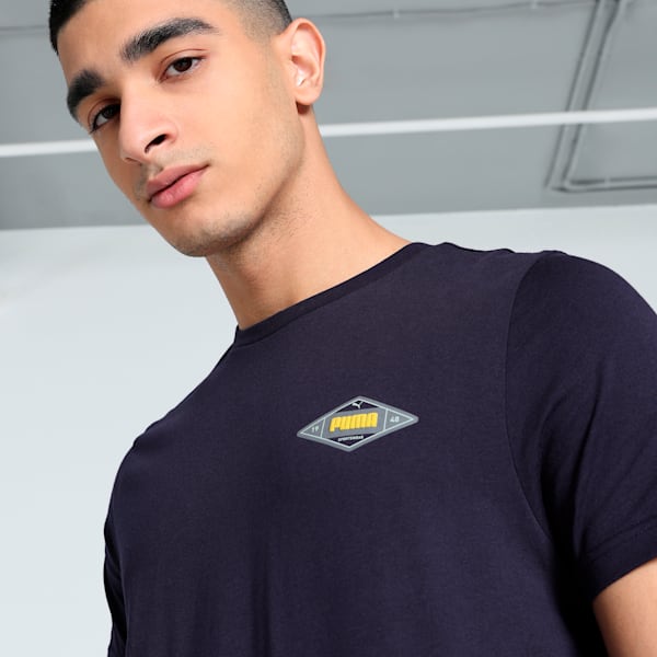 Men's Small Graphic Slim Fit Tee, PUMA Navy, extralarge-IND