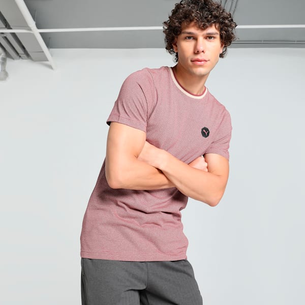 Men's Slim Fit Jacquard Tee, Wood Violet, extralarge-IND