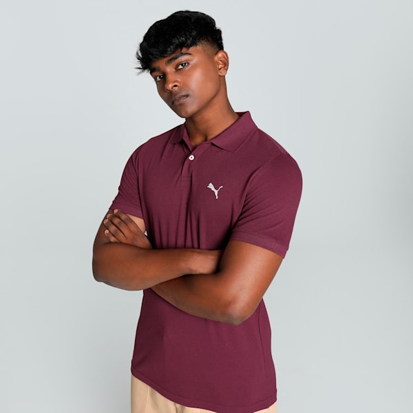Men's Contrast Button Slim Fit Polo, Dark Jasper, extralarge-IND